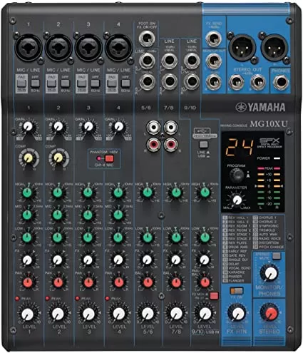 Mixer Yamaha MG10XU con 10 canali USB e effetti voce